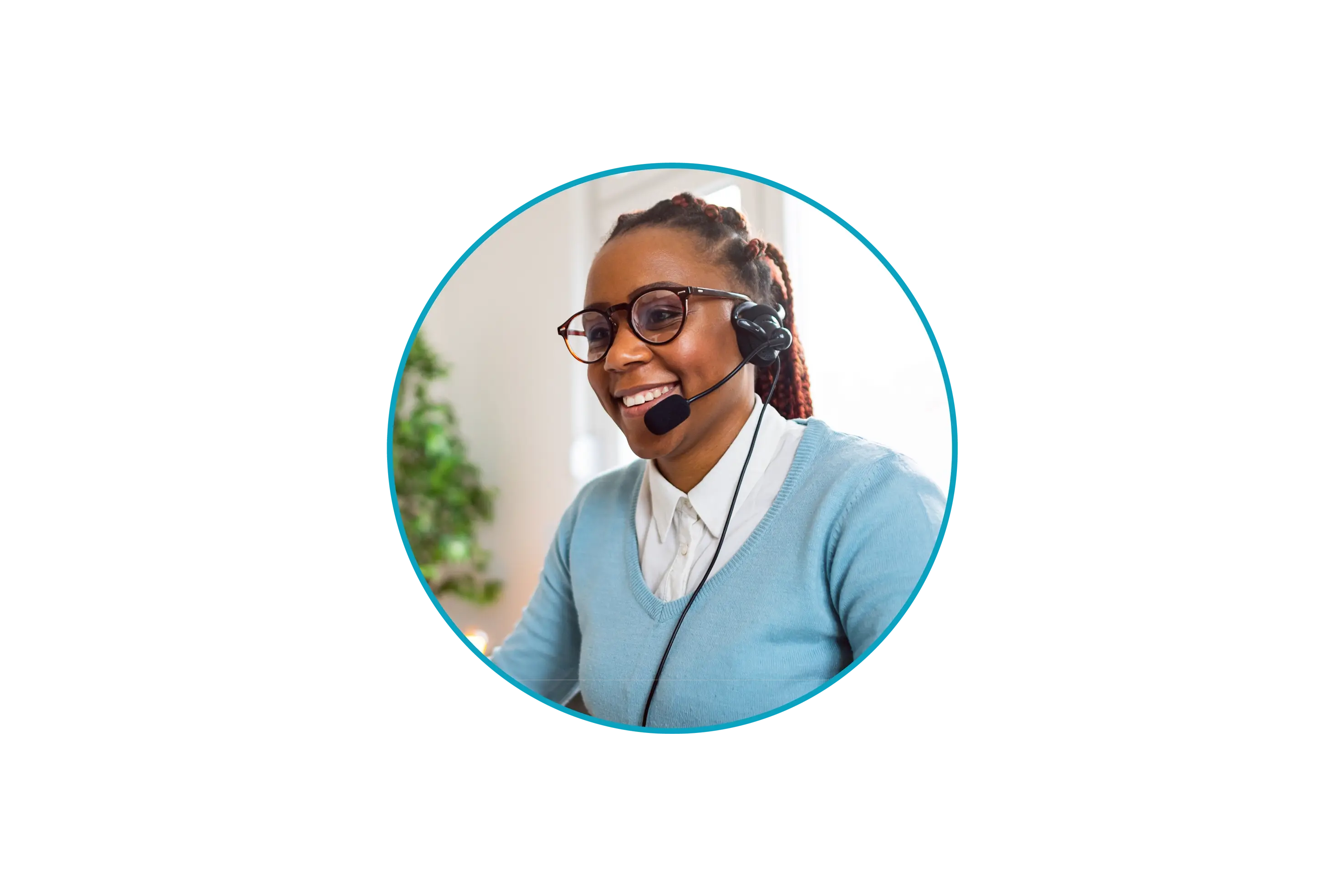 Case manager wearing a headset